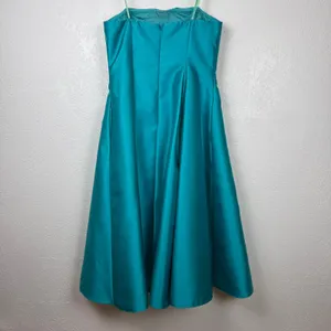 Adrianna Papell Teal Strapless Pleated Midi Dress Evening Formal‎ thumbnail 3