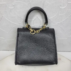 Vintage Italian Mini Black Leather Top Handle Bag Gold Buckle Made in Italy thumbnail 5