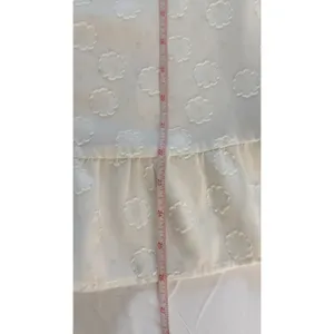 Loft Women White Blouse Size L Swiss Dot Embroidered Lace Up Boho Ruffle Tunic Top thumbnail 5