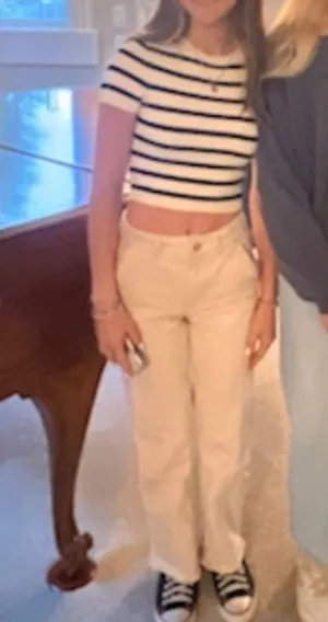 Pull & Bear tan khaki wide leg jeans thumbnail 4