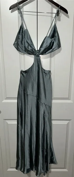 Saints + Secrets Back Tie Open Back Satin Dress M NWT thumbnail 1