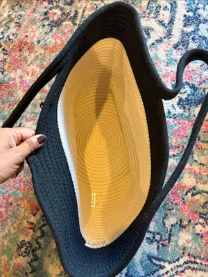 Two-Tone Black and Cream Woven Tote Bag thumbnail 2