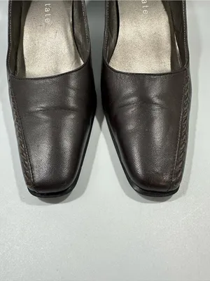 David Tate Brown Leather Square Toe Pumps Heels Women’s 7.5 SS Super Slim thumbnail 7