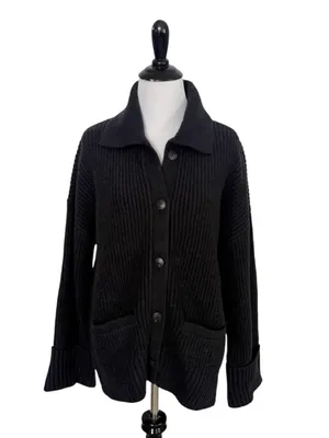 Abercrombie & Fitch Button-Up Collared Cardigan Black Size Small thumbnail 2