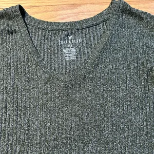 American‎ Eagle Soft & Sexy Olive Green Ribbed V-Neck Knit Sweater Top Womens XS thumbnail 6