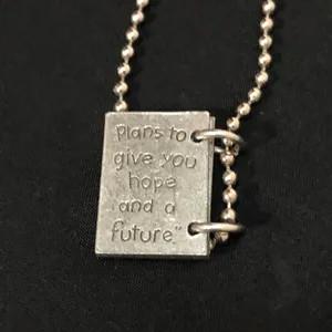 Jeremiah 29:11 Book Necklace Silver thumbnail 3