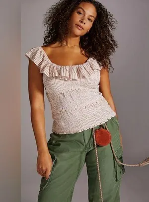 Anthropologie A+ Ruffle Smocked Blouse thumbnail 1