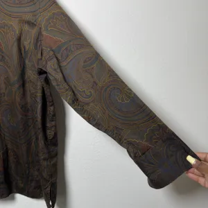 Lauren Ralph Lauren Women 100% Cotton Shirt 2X Brown Paisley Long Sleeve Button thumbnail 6