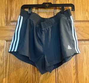 Adidas - Women's Black Athletic Shorts with White Stripes thumbnail 1