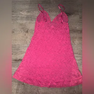 Victoria’s Secret RARE Y2K HOT PINK LACE Mini Lingerie Dress Large thumbnail 10