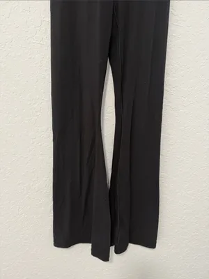AERIE Black Cross Over waist Hi-Rise Flare Leggings Short Inseam Size Small thumbnail 3