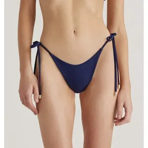 NWOT Quince Deep Navy Italian Adjustable Side-Tie Bikini Bottom Size Small thumbnail 1