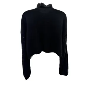 Flat White Black Metallic Cable‎ Knit Shrug Cardigan Ruffle Neck OS Cozy Luxe thumbnail 4