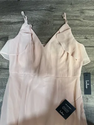 Lulus Blush Pink Ruffle Chiffon Maxi Dress NWT Size Small thumbnail 5