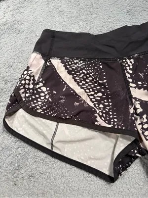 Lululemon speed up Black Patterned Running Shorts 6 thumbnail 2