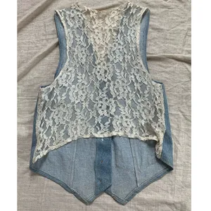 Vintage‎ Denim Floral Painting Vest thumbnail 2