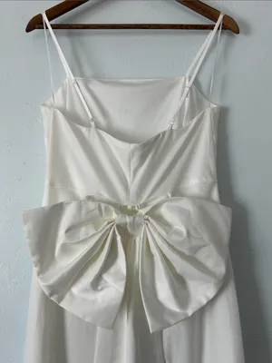White Maxi Slip Dress with bow back and Spaghetti Straps thumbnail 4