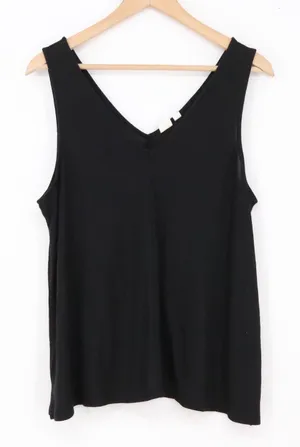 Gap Tank Top Womens Large Black V-Neck Sleeveless Knit Basic Excellent thumbnail 1