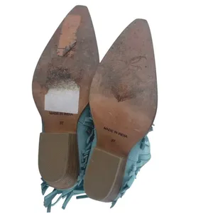 Free People Lawless Fringe Blue Suede Pointed Toe Zip Western Boots Booties Sz 6 thumbnail 4