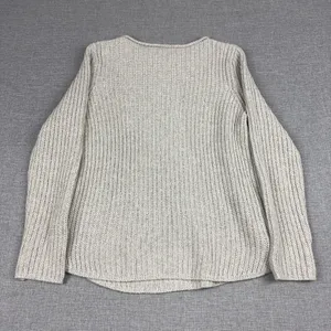 Oui Sweater Womens 12 Beige Crew Neck Long Sleeve Chunky-Knit Pullover thumbnail 3