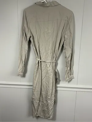 NWT Vila Vidania Gray Belted Shirt Dress MIDI 40 Front Button Spring Work Party thumbnail 7