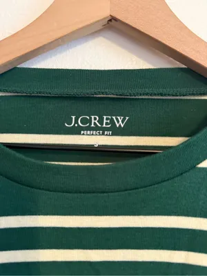 J. Crew Perfect-fit long-sleeve crewneck T-shirt with lion buttons‎ in stripe thumbnail 4