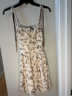 NWT Liberty Love Floral Milkmade Mini Dress with Ribbon Strap and Smocked back. Size Medium. thumbnail 2