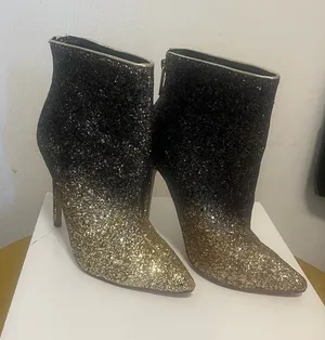 Shoe Dazzle Black to Gold Ombre Glitter Stiletto Ankle Boots thumbnail 1