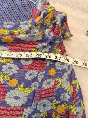 NWOT We The Free Size S Floral Crochet Panel Boho Top Cotton Short Sleeve Flowy thumbnail 10