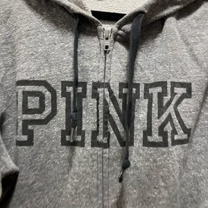 Victoria's Secret PINK Gray Full Zup Fleece Lined Hooded Jacket Size Large thumbnail 4