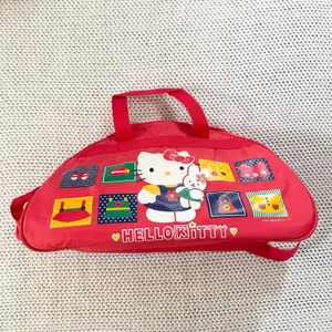 Hello Kitty Sanrio Red 1996 Nylon Vintage Square Tile Dome Weekender Duffel Bag thumbnail 7