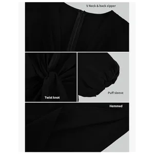 NEW 100% Cotton Puff Sleeve Twist Front V Neck Maxi Dress L thumbnail 6