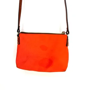Dooney and Bourke Nylon Orange Sherbert Crossbody with Leather Strap thumbnail 3