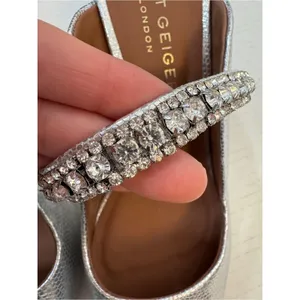 Kurt Geiger London Silver Rhinestone Studded Stiletto Heels Womens 9 Glam Formal thumbnail 8