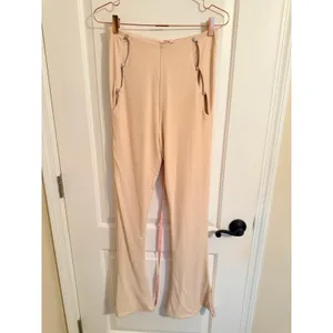 Oh Polly Trousers Women High Waisted Cut Out Flare 6 Sand‎ Rhinestone 4684-T NWT thumbnail 4