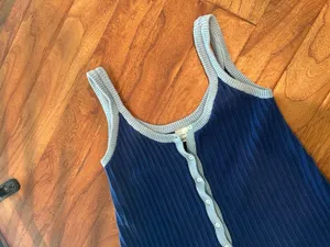 Rue Stiic 100% Cotton Blue Knit Romper Size Medium thumbnail 5