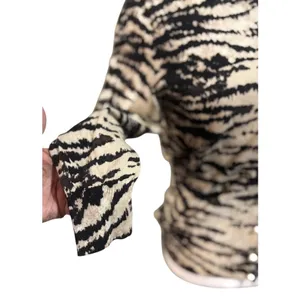 Talbots Cardigan Sweater Womens S Black Cream Excellent Tiger Stripe Button Up‎ thumbnail 6