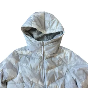 The North Face White Camo Down Puffer Jacket Hooded thumbnail 4
