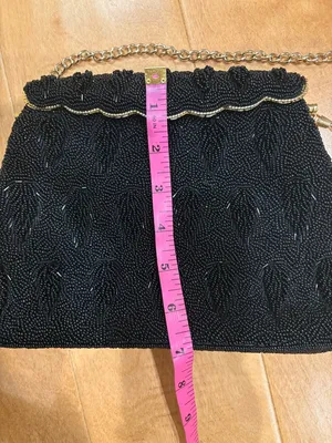 Vintage beaded black evening bag art deco flapper thumbnail 6