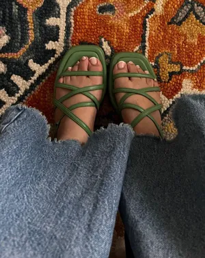 JustFab Green strappy platform sandals thumbnail 1