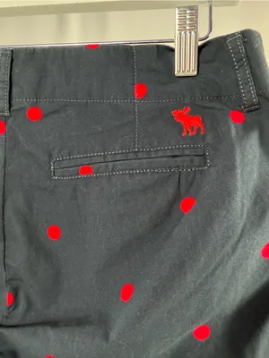 Y2K Vintage NWT Abercrombie & Fitch Polka Dot Capri Pants in Navy Blue Red thumbnail 4