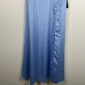 Lulus‎ Invitation Satin Cowl Neck Maxi Dress Blue Sz M NWT thumbnail 6