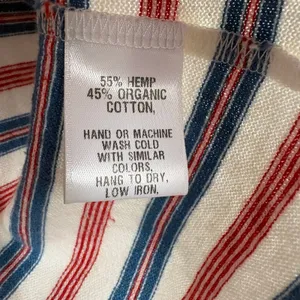 Emerson Fry Hemp Organic Cotton V-Neck Striped Top Sweater Knit Red Blue Medium thumbnail 5