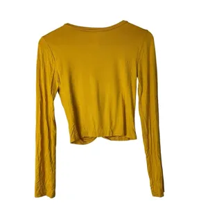 Boutique Gaze Golden Yellow Twist Front Crop Long Sleeve‎ Top S thumbnail 2