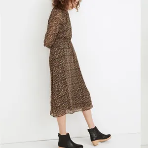 MADEWELL (Re)sourced Georgette Smocked-Neck Midi Dress‎ Folktale Paisley Black M thumbnail 3