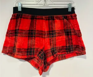 Red and black plaid‎ Victorias Secret pink soft sleep shorts thumbnail 1