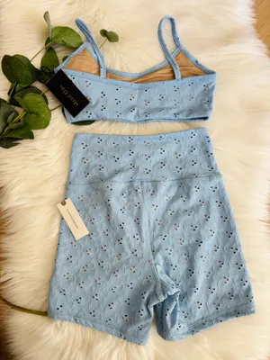 STRUT THIS Eyelet Matching Sport Bra & Shorts Set, Size M thumbnail 7
