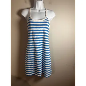 J.Crew Womens Blue White Striped Racerback Cotton Mini Tank Dress Size‎ M thumbnail 3
