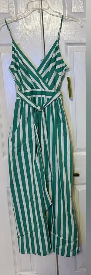 Gianni Bini green & white stripe sleeveless dress size 2 thumbnail 1
