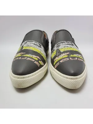 Coach Slip On Shoe C103 Sequin Studded Buckle Gray Sneakers Pointy Toe Sz 6.5 B thumbnail 6